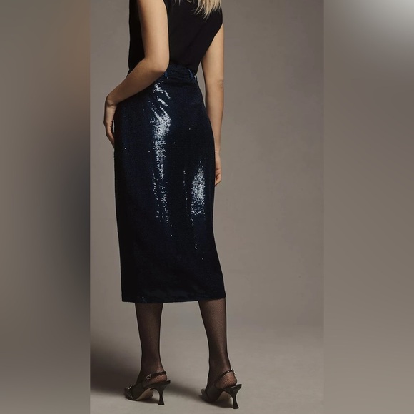 NEW Anthropologie Maeve Sequin Utility Midi Skirt 4 - Picture 5 of 9